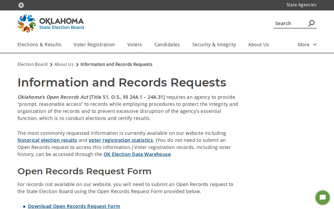 Tulsa County resident lookup Oklahoma election records request page
