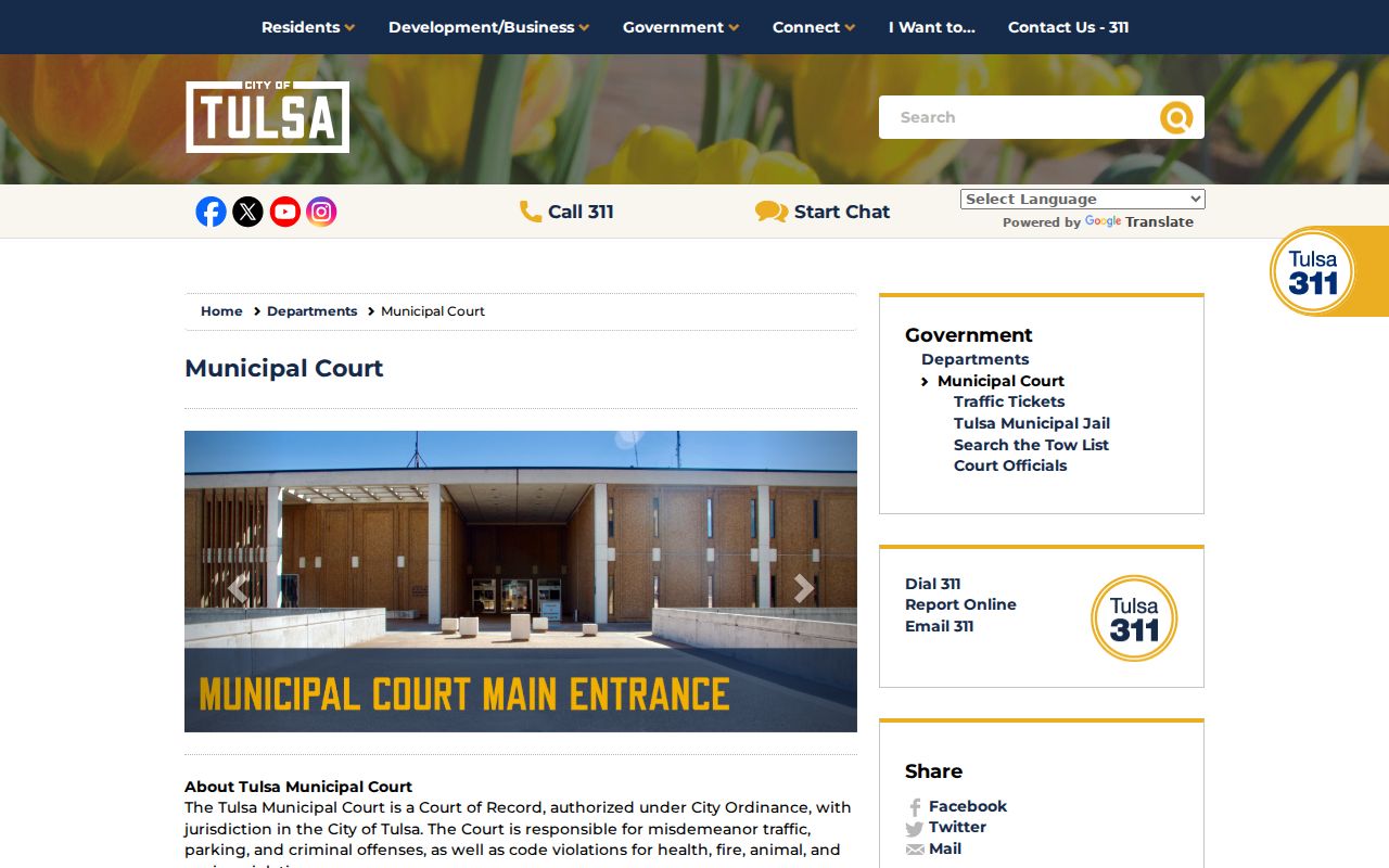 Tulsa County resident lookup Tulsa Municipal Court records information
