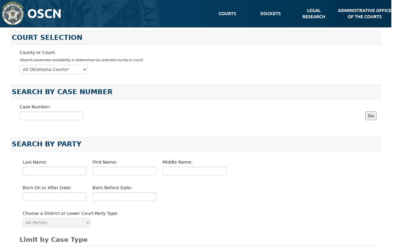 Tulsa County resident lookup OSCN court search interface