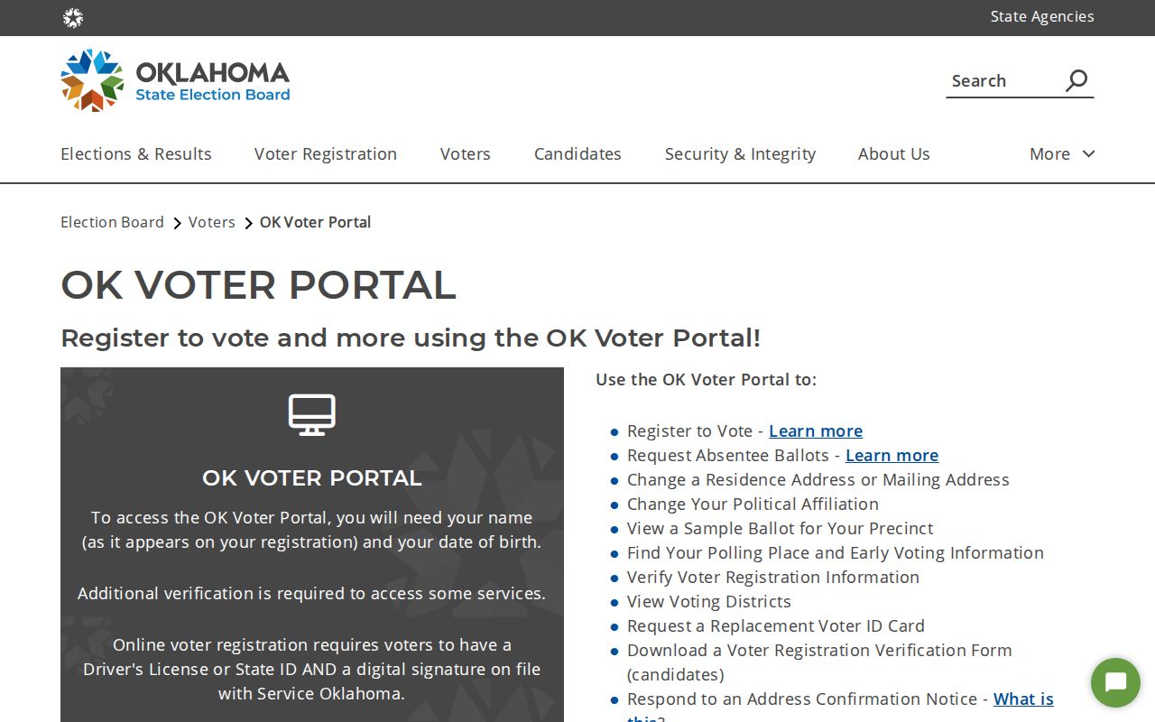 Tulsa County resident lookup Oklahoma voter portal sign-in